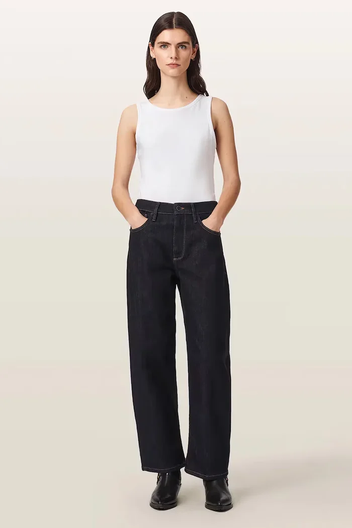 AllSaints дънки barrel дамски SADIE тъмносини W030EF