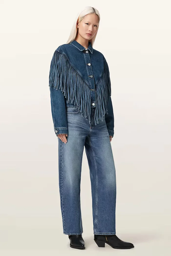 AllSaints дънково яке дамско от деним MARLENE тъмносиньо W069OE