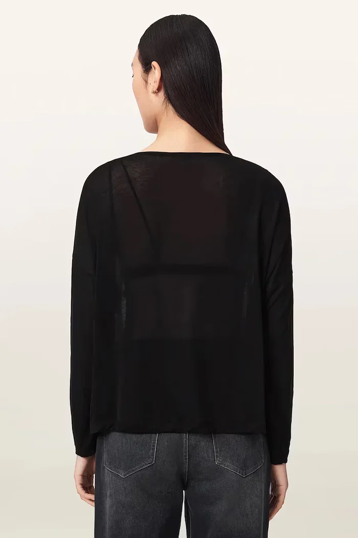 AllSaints домашна блуза дамска от модал ATHEA RITA TEE черна W051JF