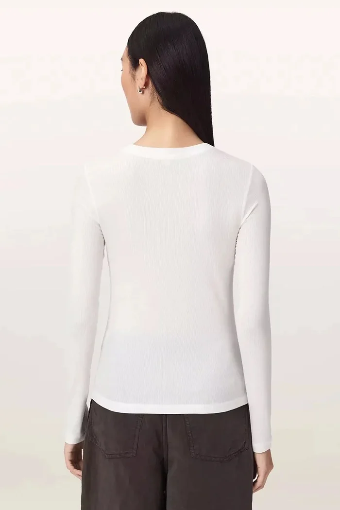 AllSaints домашна блуза дамска от модал STEVIE HAVEN LS TEE бяла W041JF