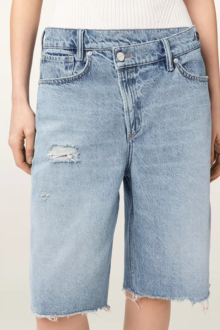 AllSaints къс панталон дамски от деним AKI син W053EE