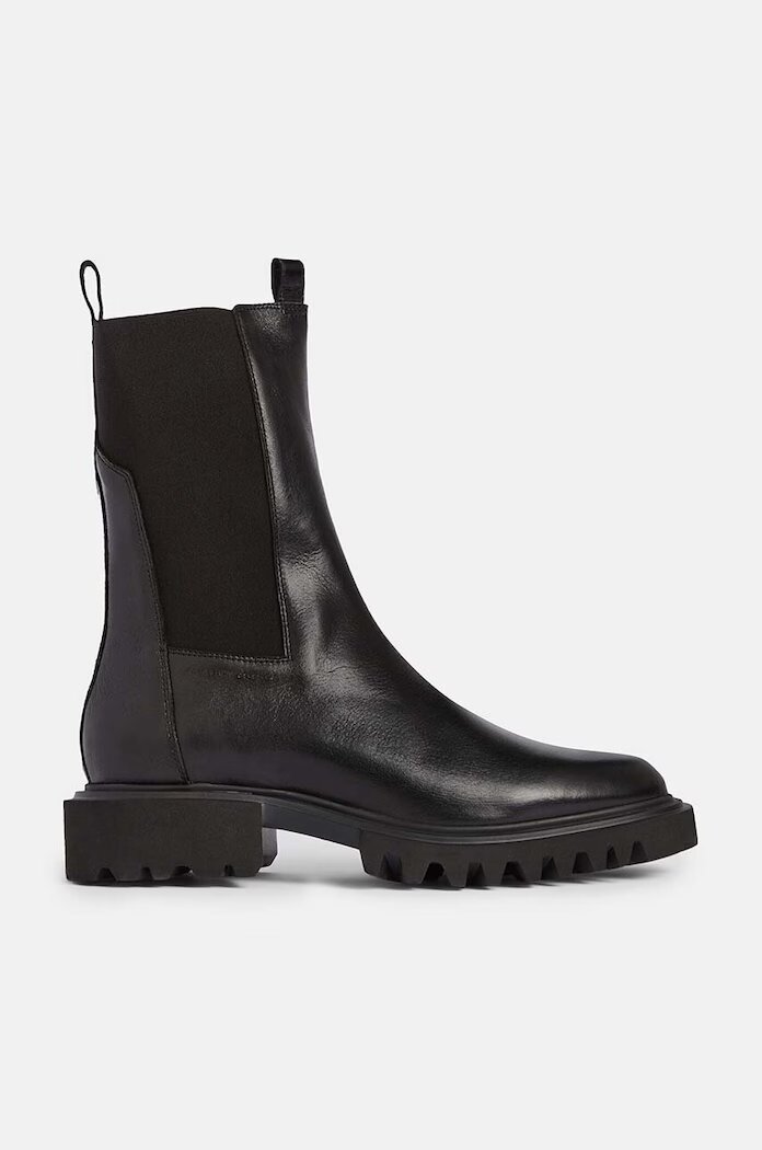 AllSaints Кожени боти челси Hallie Boot в черно с равна подметка W115FB