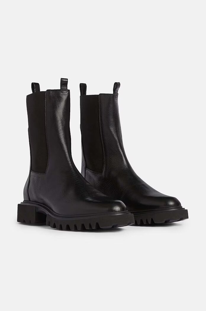 AllSaints Кожени боти челси Hallie Boot в черно с равна подметка W115FB