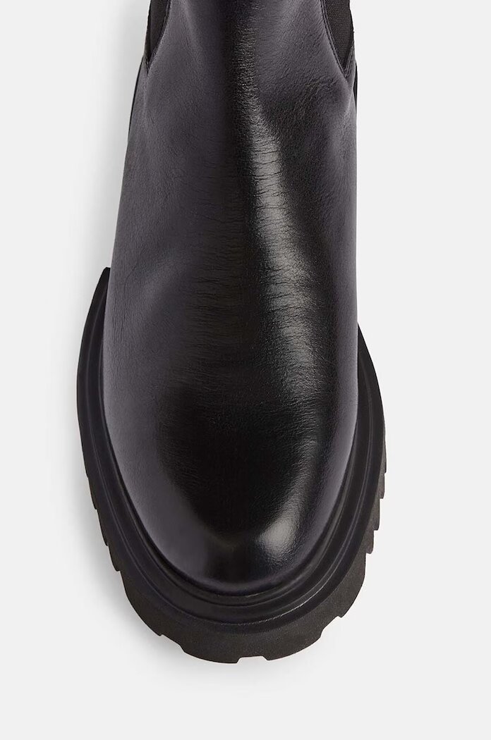 AllSaints Кожени боти челси Hallie Boot в черно с равна подметка W115FB