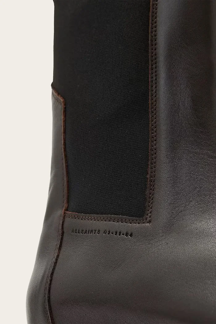 AllSaints Кожени боти челси HALLIE BOOT в кафяво с равна подметка W115FB
