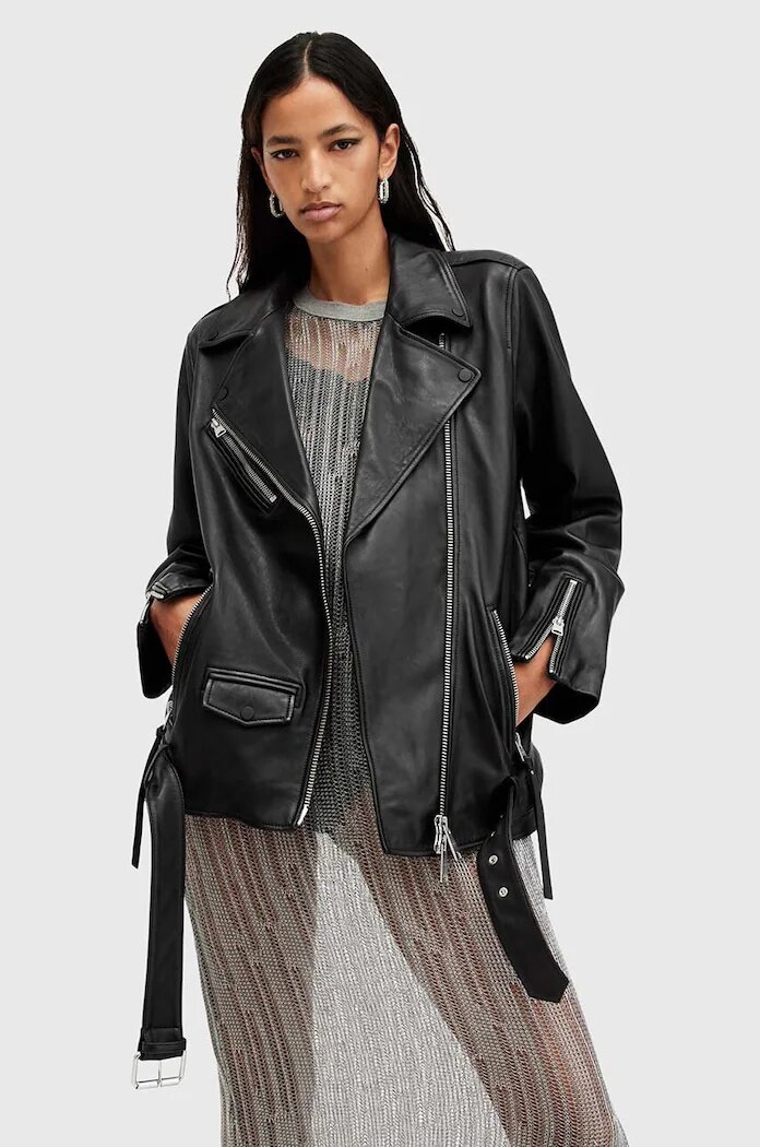 AllSaints Кожено яке BILLIE в черно преходен модел W091LB