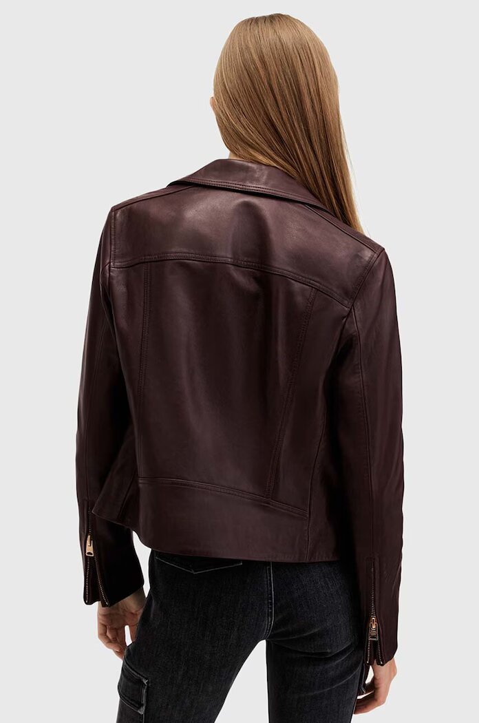 AllSaints Кожено яке DALBY BIKER в бордо преходен модел W099LB