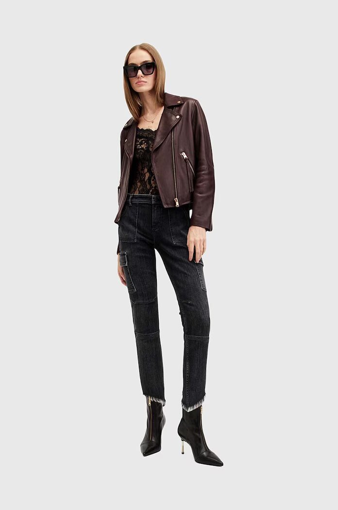 AllSaints Кожено яке DALBY BIKER в бордо преходен модел W099LB