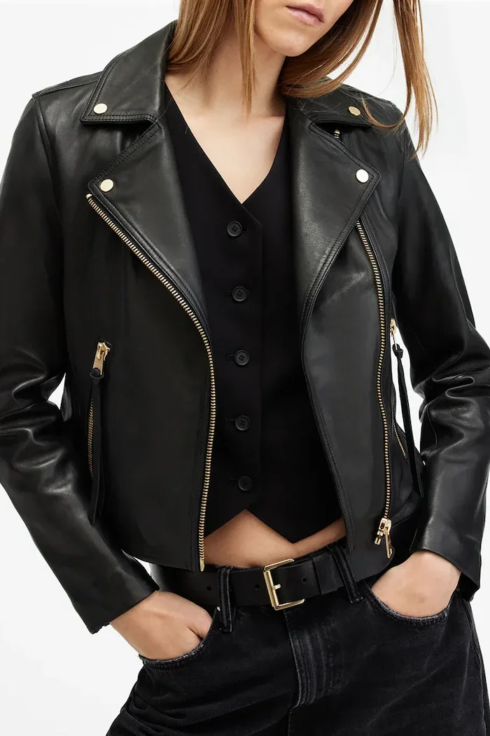 AllSaints Кожено яке DALBY в черно преходен модел W086LB