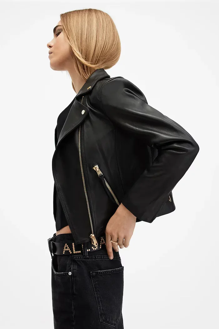 AllSaints Кожено яке DALBY в черно преходен модел W086LB