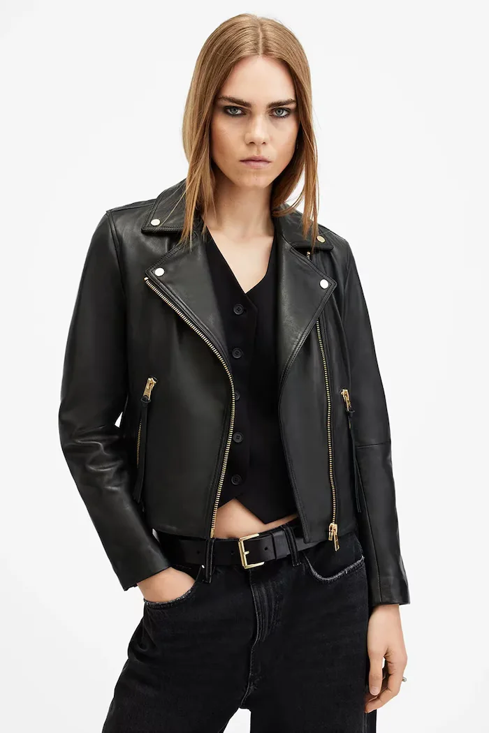 AllSaints Кожено яке DALBY в черно преходен модел W086LB