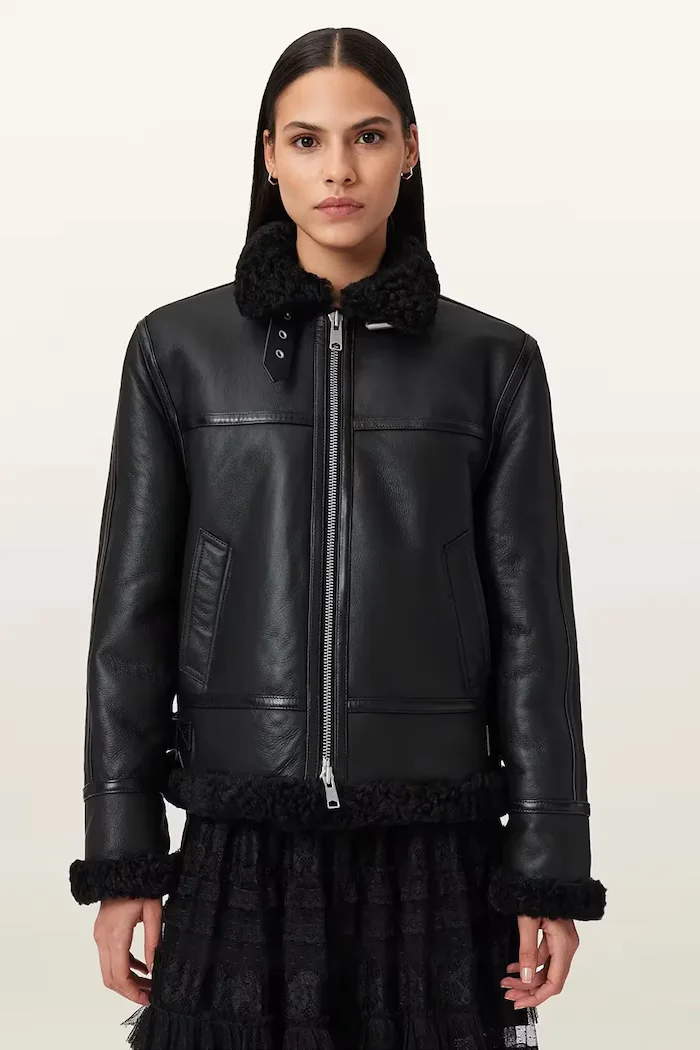 AllSaints Кожено яке LOREL в черно W069LB