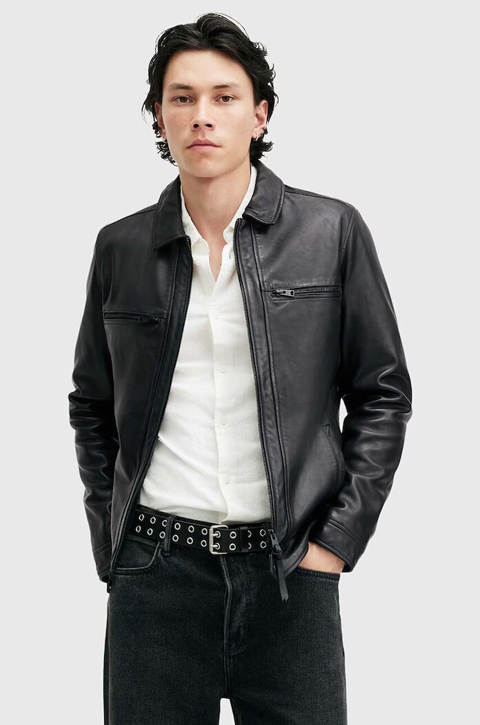 AllSaints Кожено яке LUCK JACKET в черно преходен модел M069LB