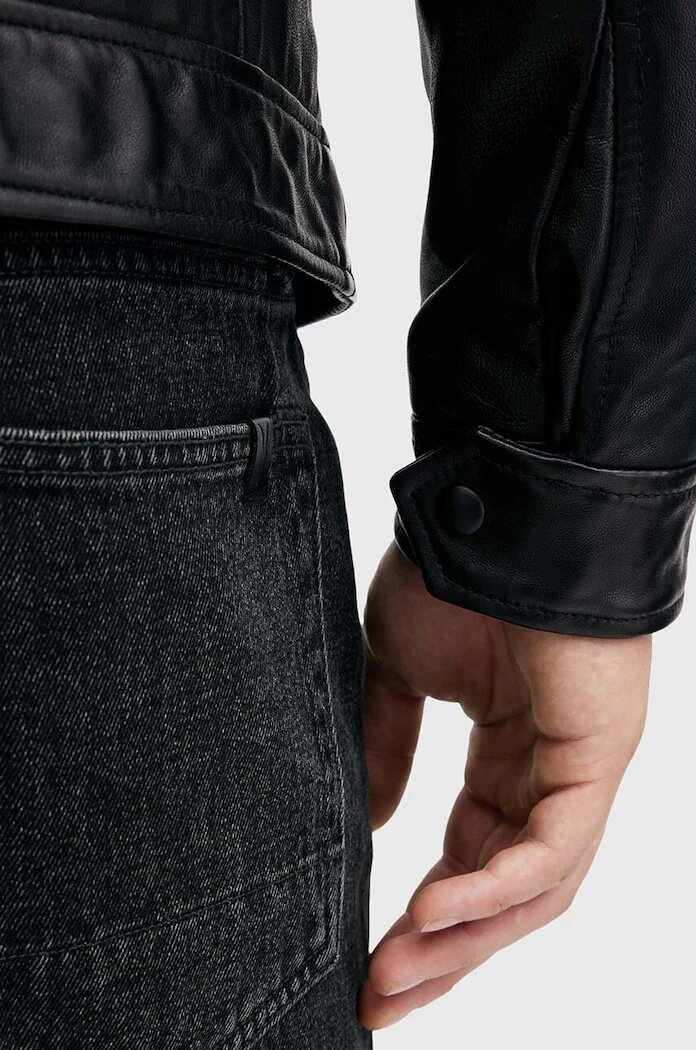 AllSaints Кожено яке LUCK JACKET в черно преходен модел M069LB
