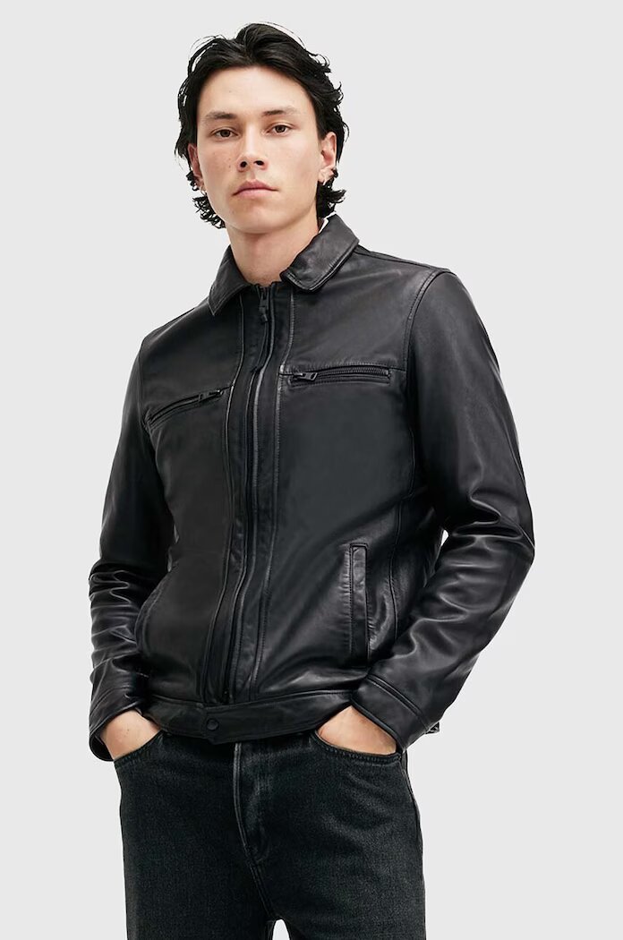 AllSaints Кожено яке LUCK JACKET в черно преходен модел M069LB