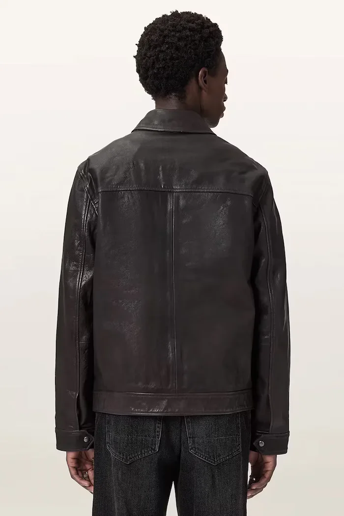 AllSaints кожено яке мъжко от кожа NATES кафяво M010LD