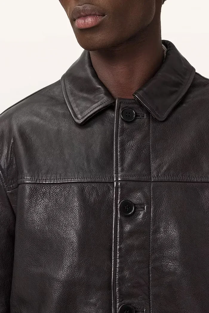AllSaints кожено яке мъжко от кожа NATES кафяво M010LD