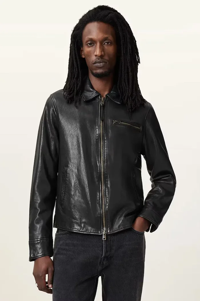 AllSaints Кожено яке MILLER в черно преходен модел M009LA
