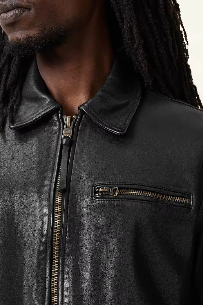 AllSaints Кожено яке MILLER в черно преходен модел M009LA