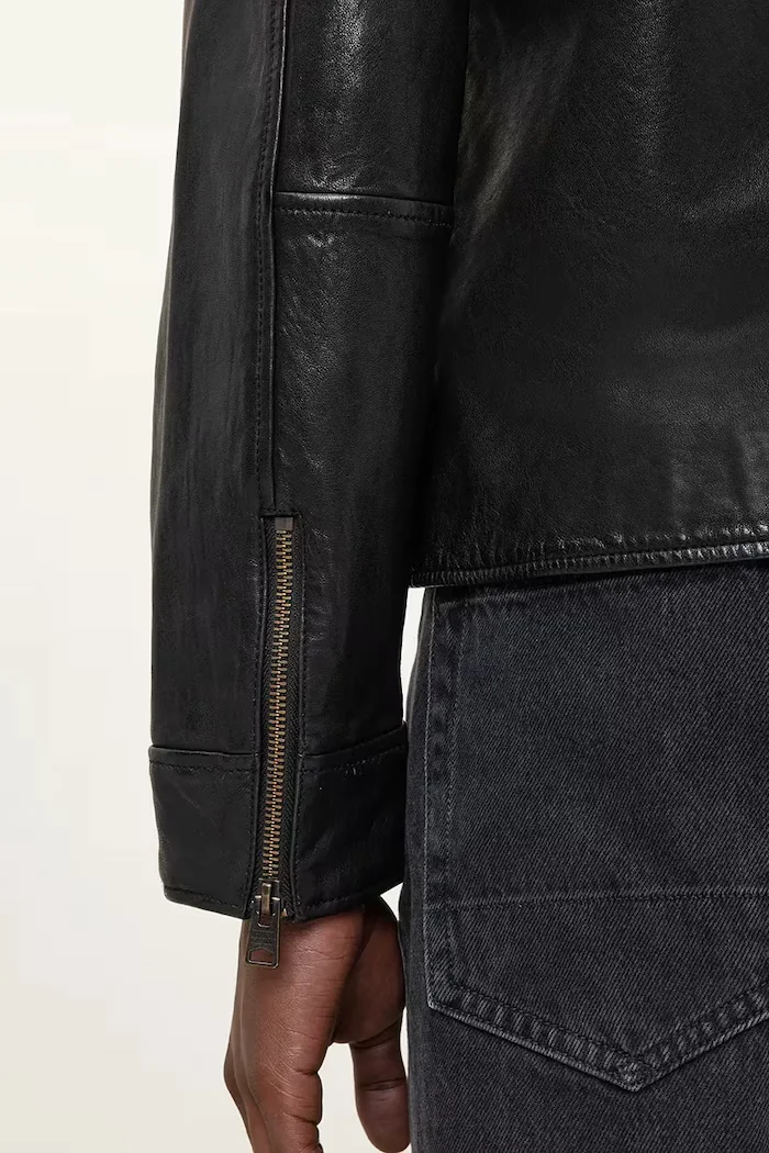 AllSaints Кожено яке MILLER в черно преходен модел M009LA