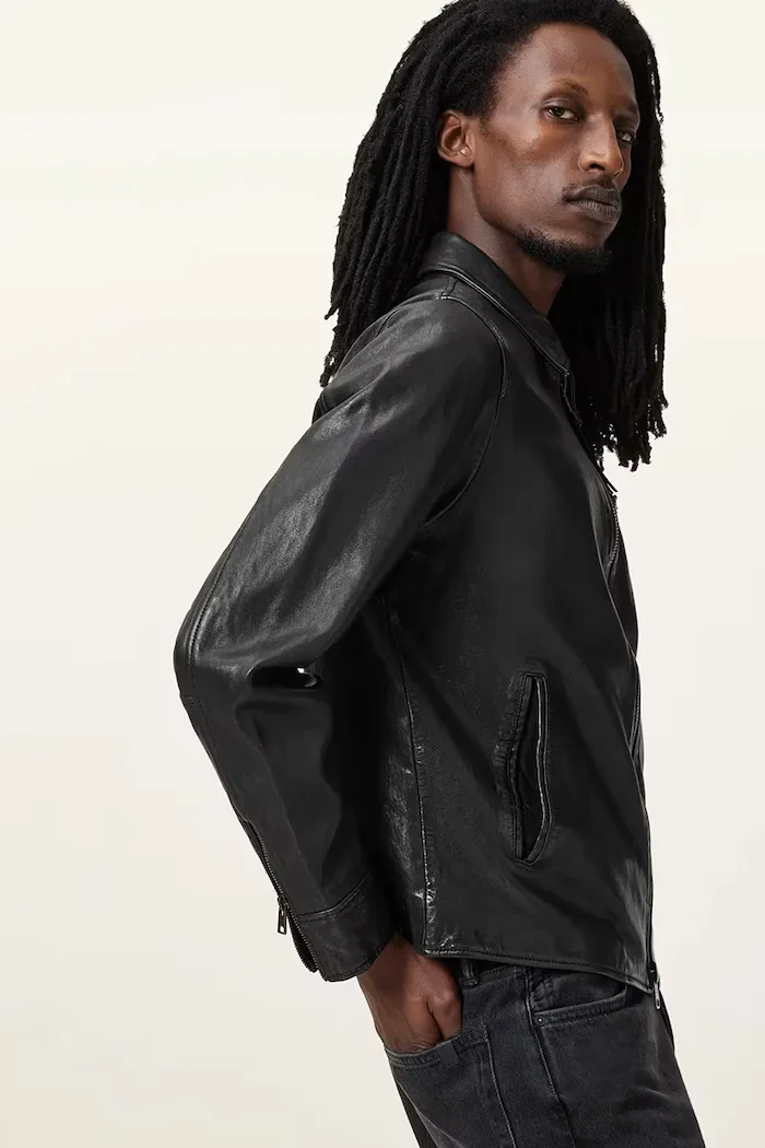 AllSaints Кожено яке MILLER в черно преходен модел M009LA