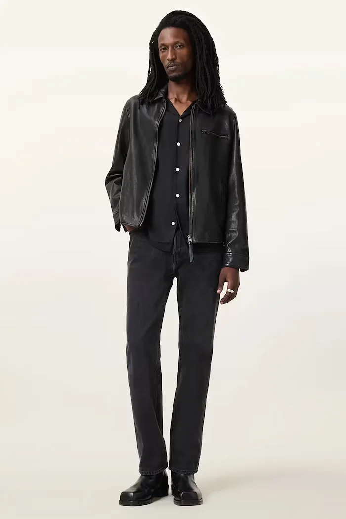 AllSaints Кожено яке MILLER в черно преходен модел M009LA
