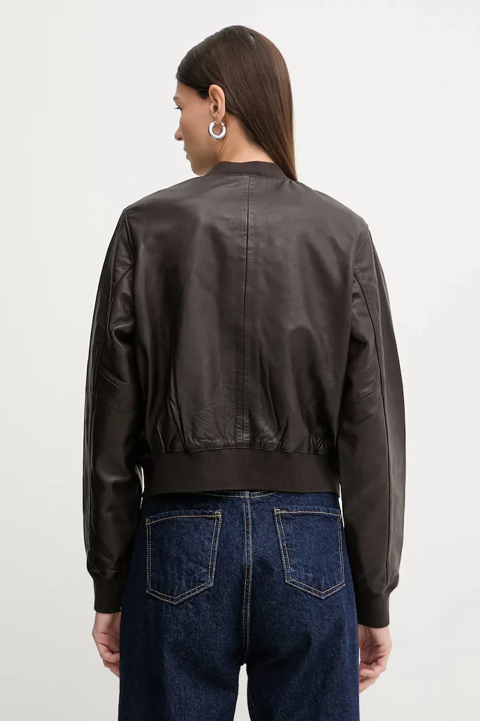 AllSaints Кожено яке ORTEN BOMBER JACKET в черно W072LB