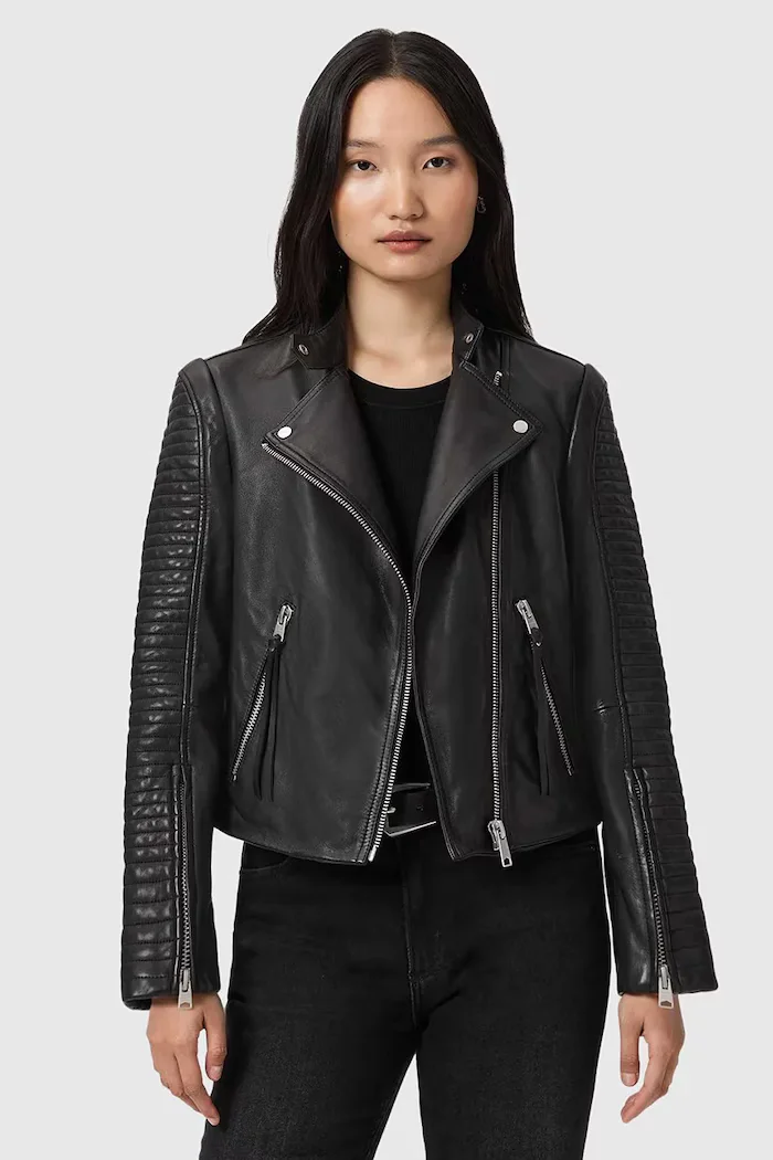 AllSaints Кожено яке RAUL в черно преходен модел W039LE