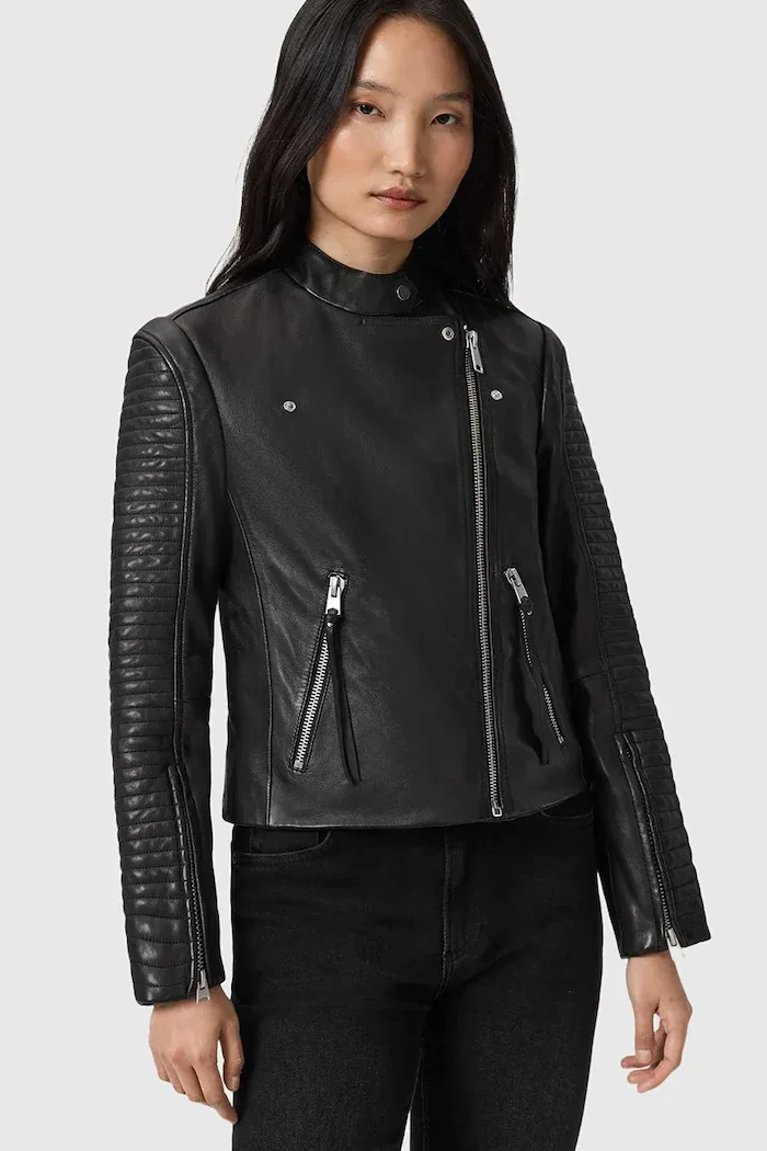 AllSaints Кожено яке RAUL в черно преходен модел W039LE