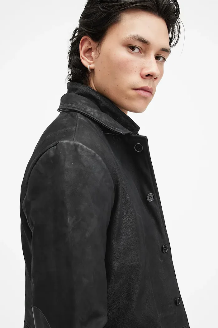 AllSaints Кожено яке SURVEY LTHR BLAZER в черно преходен модел M061LB