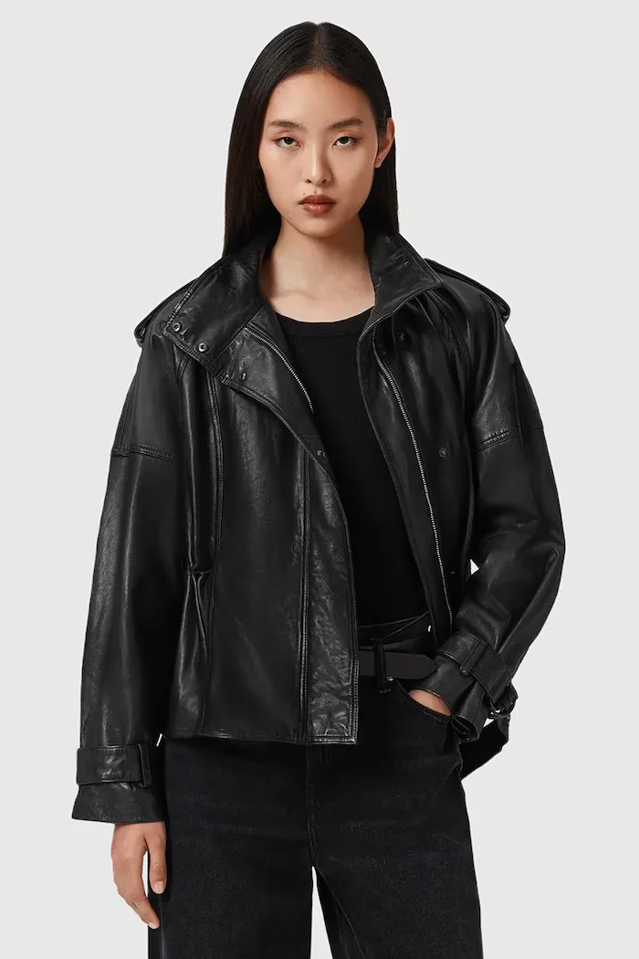 AllSaints Кожено яке в черно преходен модел W051LD