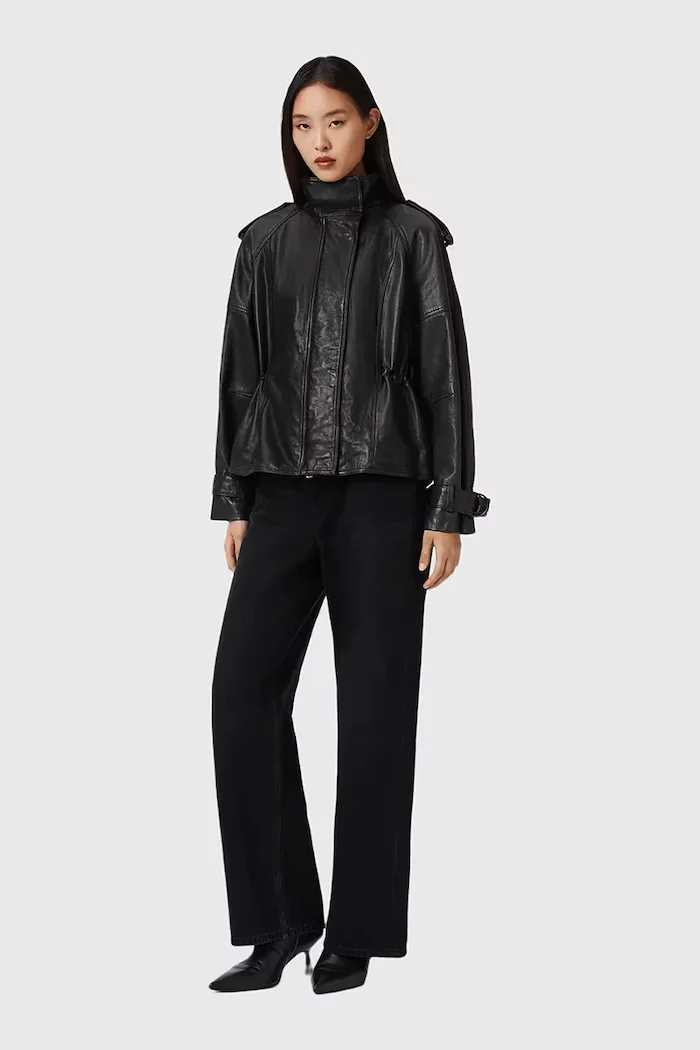 AllSaints Кожено яке в черно преходен модел W051LD