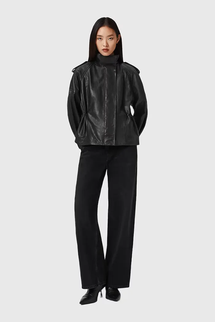 AllSaints Кожено яке в черно преходен модел W051LD