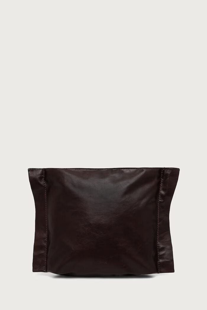 AllSaints козметична чанта дамска от кожа LUTECE бордо W213XF