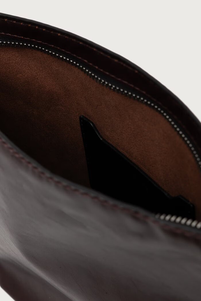 AllSaints козметична чанта дамска от кожа LUTECE бордо W213XF