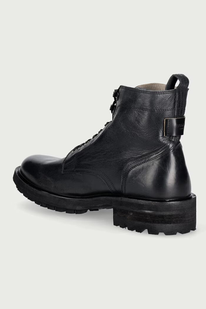 AllSaints обувки мъжки от кожа Gleeson Lace Boot черни M025FE