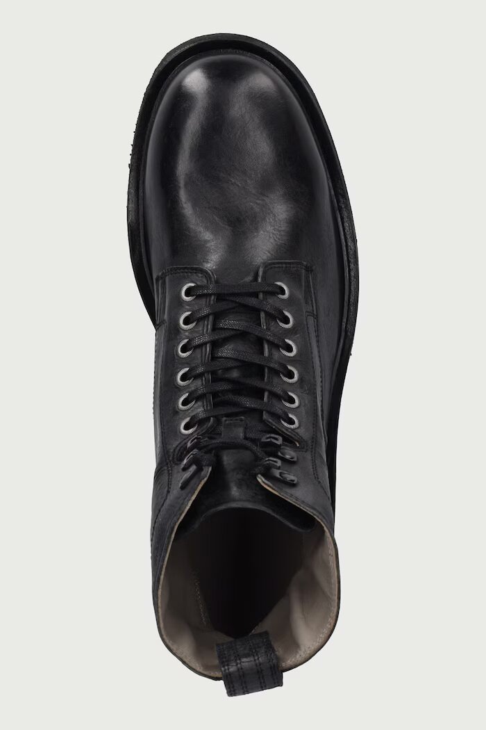 AllSaints обувки мъжки от кожа Gleeson Lace Boot черни M025FE