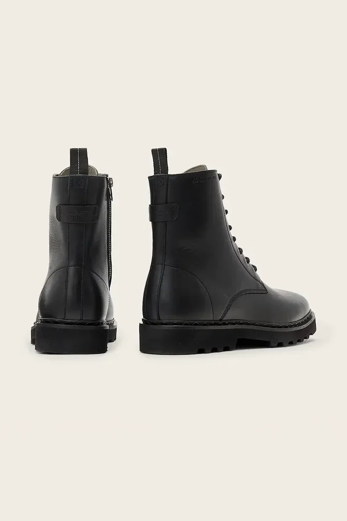 AllSaints обувки мъжки от кожа Skiff Military Boot черни M054FD