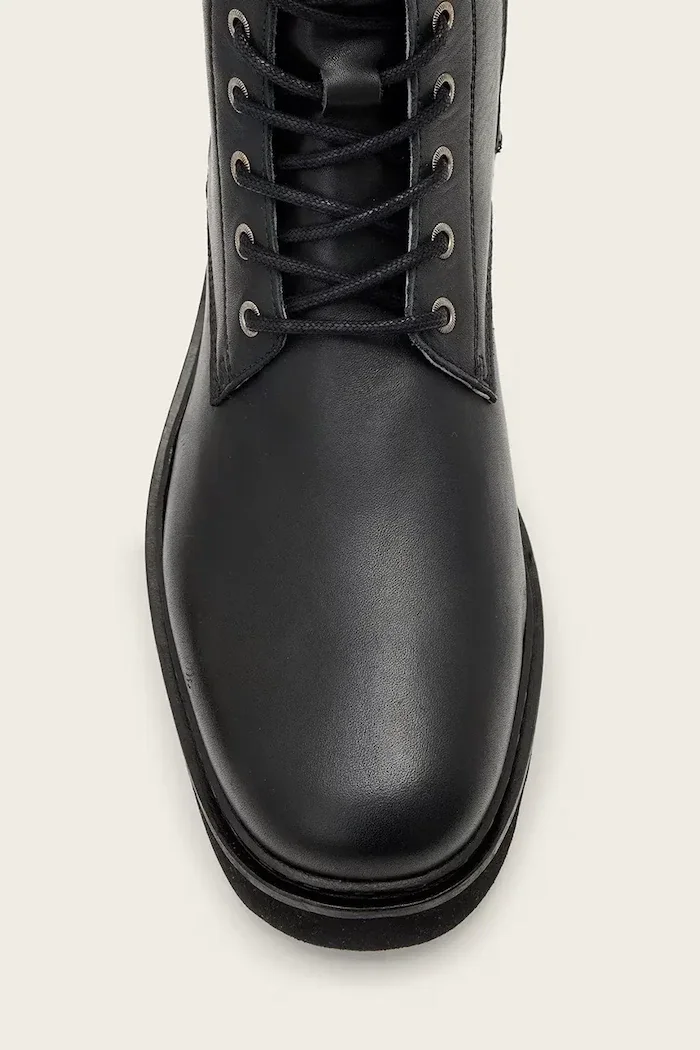AllSaints обувки мъжки от кожа Skiff Military Boot черни M054FD