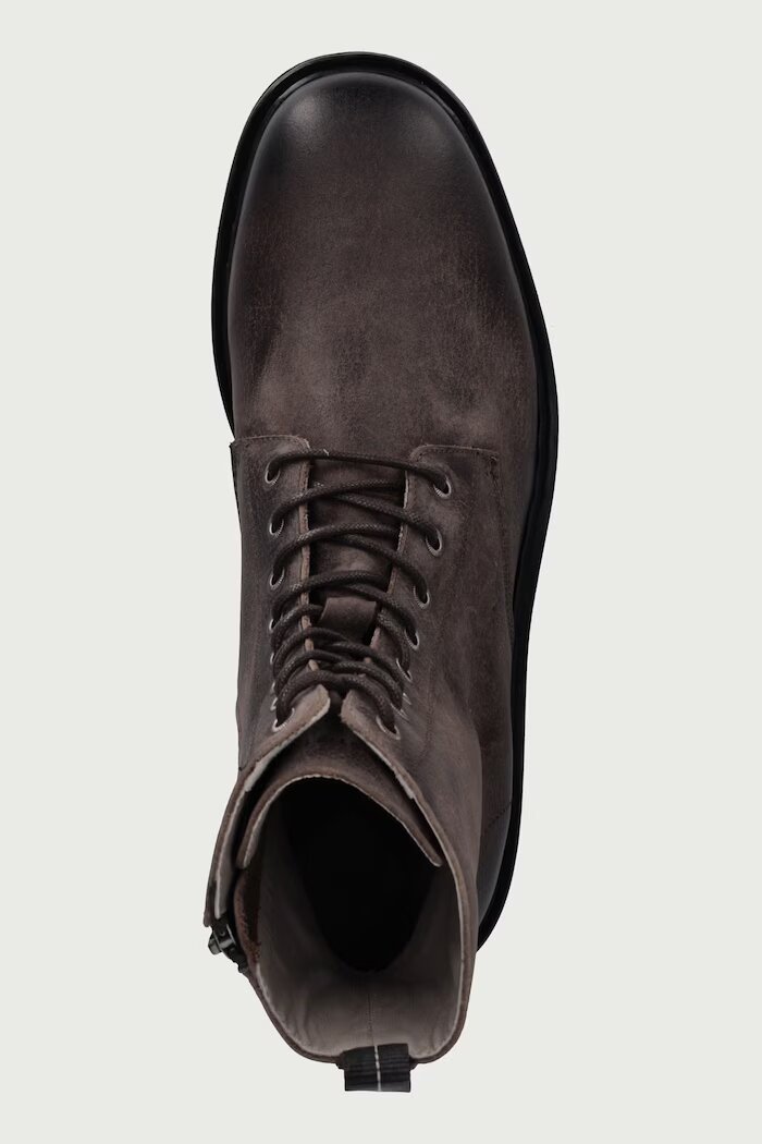 AllSaints обувки мъжки от кожа Skiff Military Boot кафяви M054FD