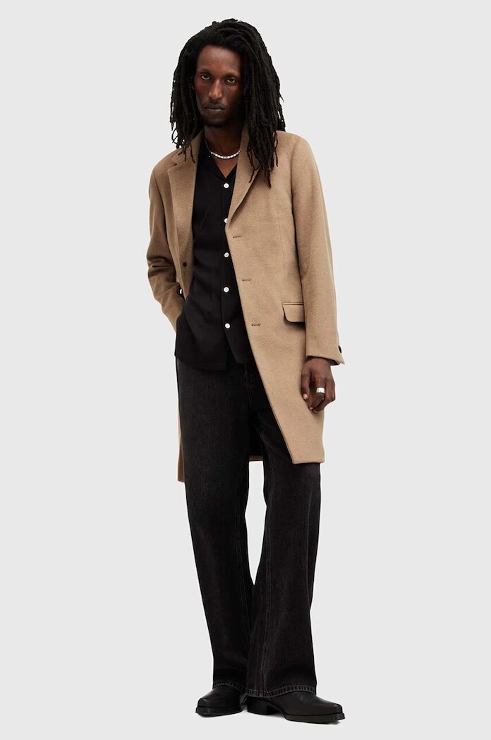 AllSaints Палто с вълна HAL COAT в бежово преходен модел M005OZ