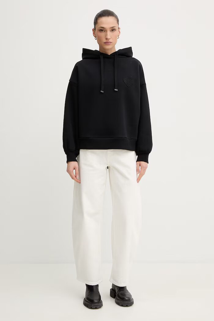 AllSaints Памучен суичър LOVERS в черно с изчистен дизайн W008JE