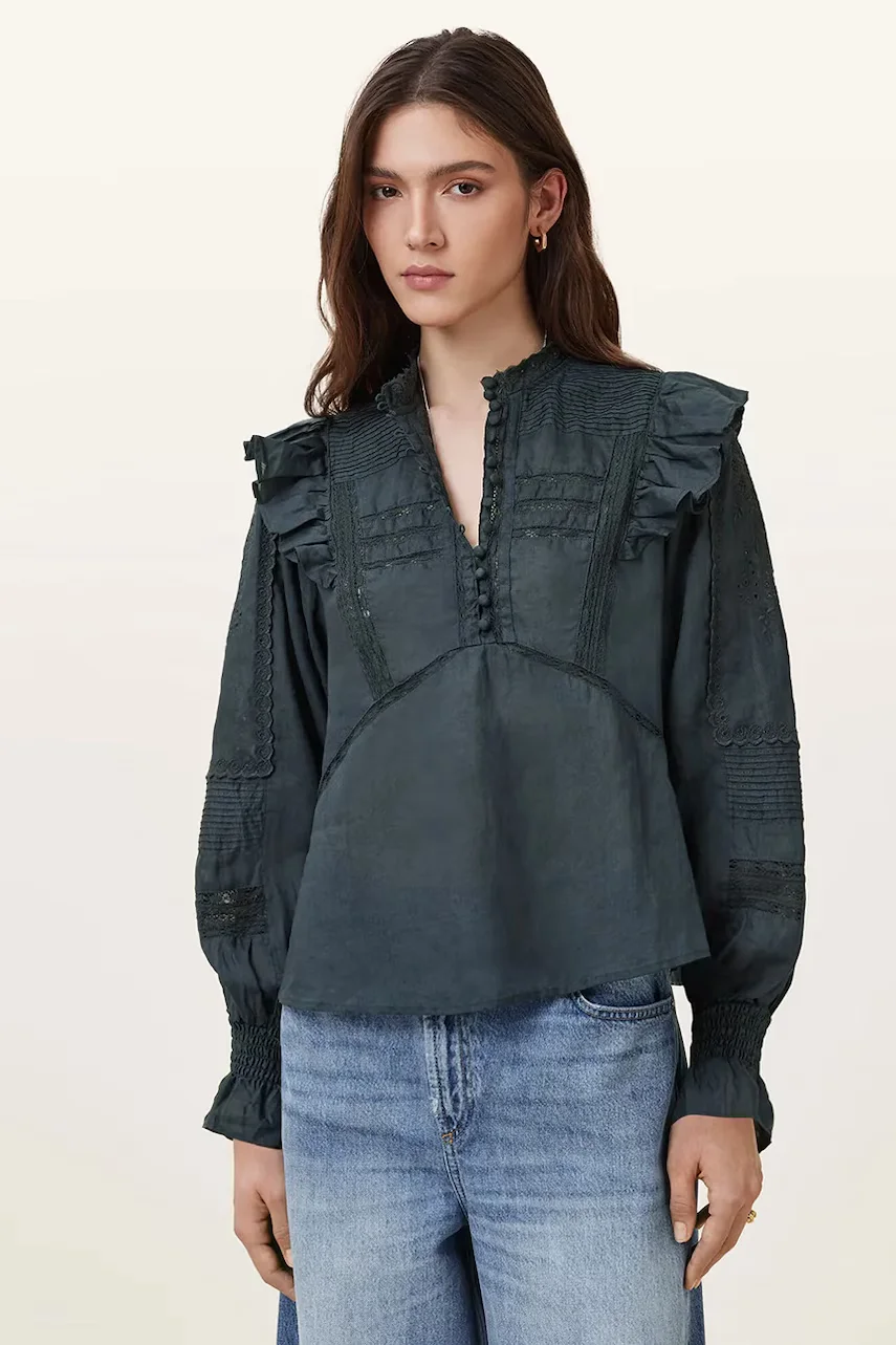AllSaints Памучна блуза HEATHER