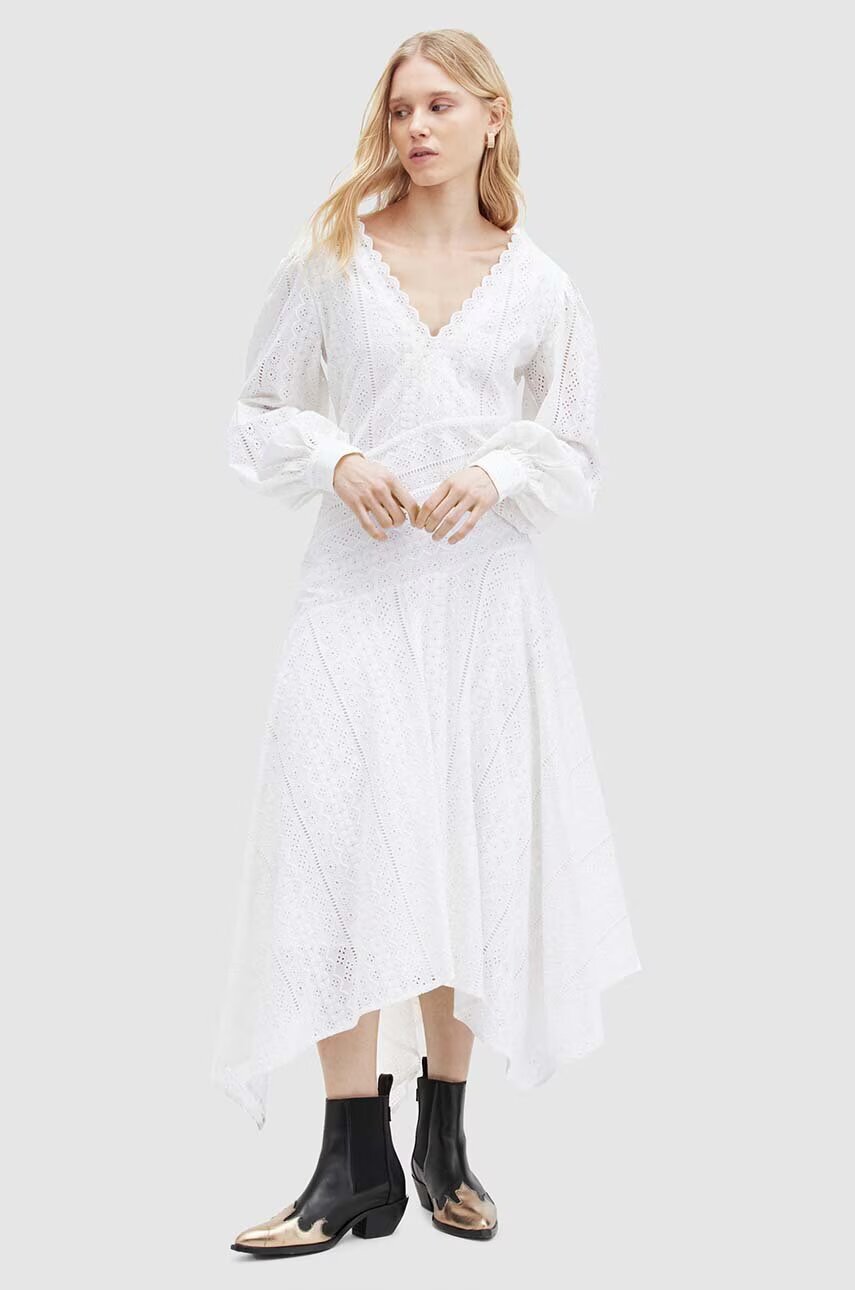 AllSaints Памучна рокля AVIANA BRODERIE DRES