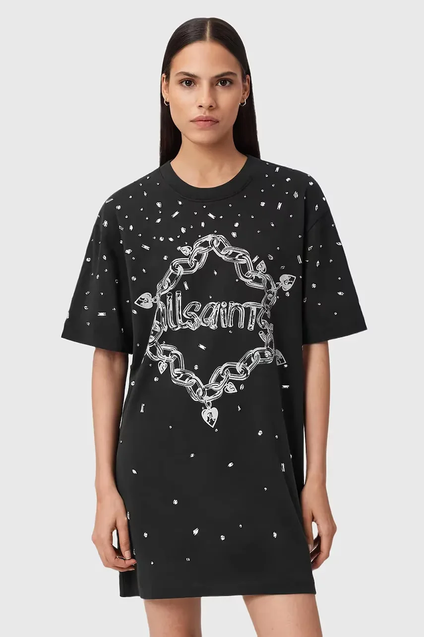 AllSaints Памучна рокля DRIP