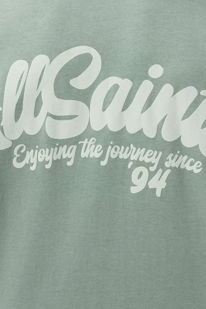 AllSaints Памучна тениска ODYSSEY в зелено с принт M008PE