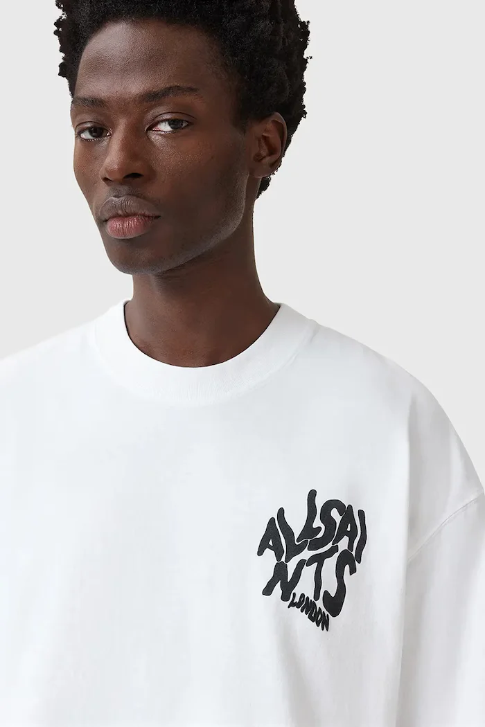 AllSaints Памучна тениска ORLANDO в зелено с принт M066PC