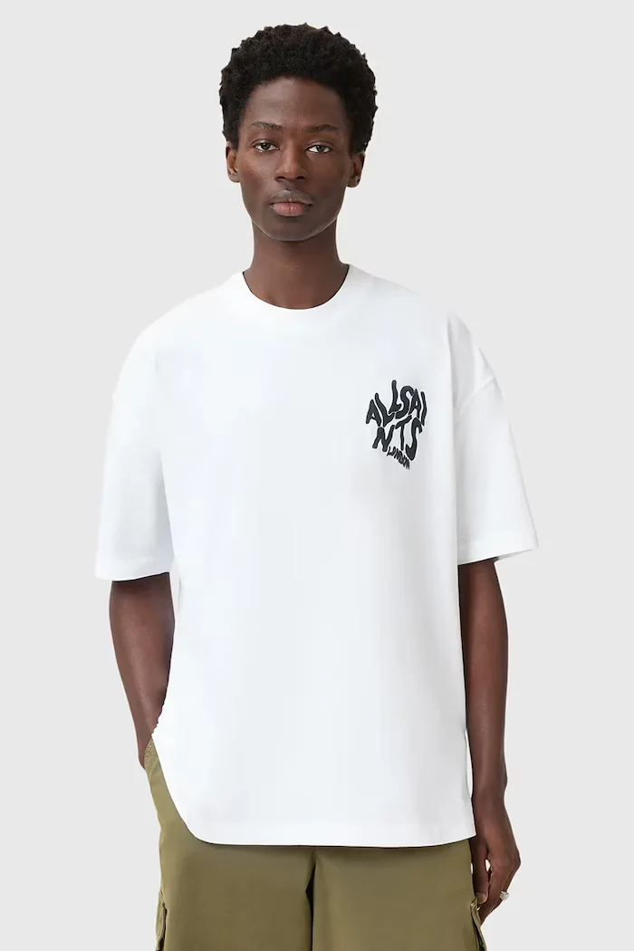 AllSaints Памучна тениска ORLANDO в зелено с принт M066PC