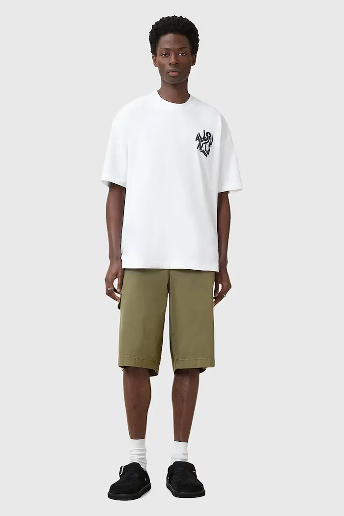 AllSaints Памучна тениска ORLANDO в зелено с принт M066PC