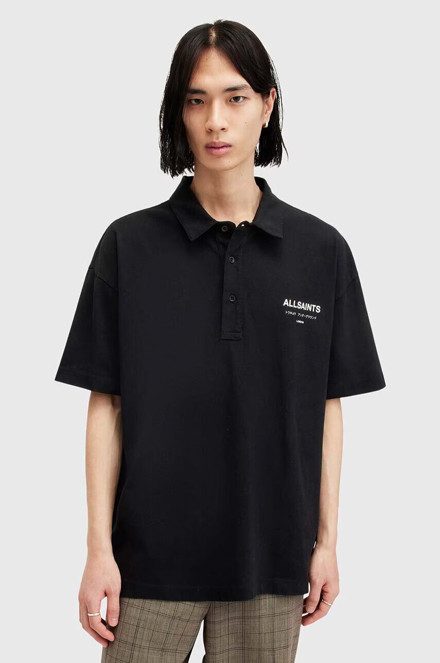 AllSaints Памучна тениска с яка UNDERGROUND SS POLO